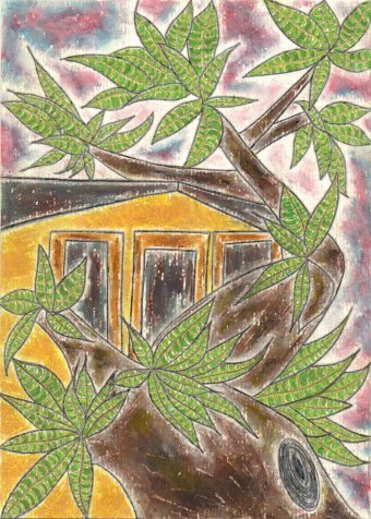 Painting "The Mango Tree in Front of the House" by painter JackMichel pastel paper at Jose Art Gallery