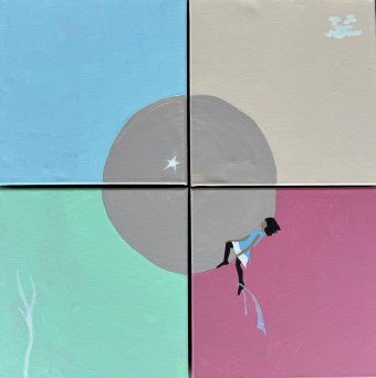 Painting "Quiet Balance" by painter Geula acrylic canvas at Jose Art Gallery
