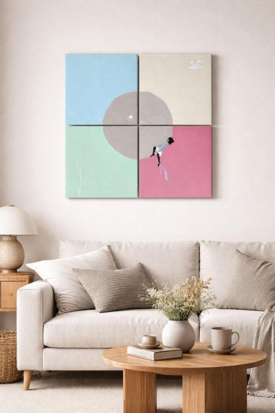 Additional view 1: Minimalism Interior Painting Quiet Balance by painter Geula acrylic canvas 