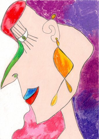 Pittura "La Donna con l'Orecchino", pittore JackMichel pastello carta alla Jose Art Gallery