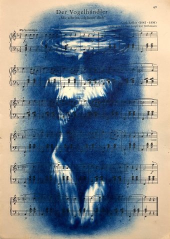 Painting "Muse№3 - Blue Undaerwater Nude" by painter Julia Shilo oil paper at Jose Art Gallery