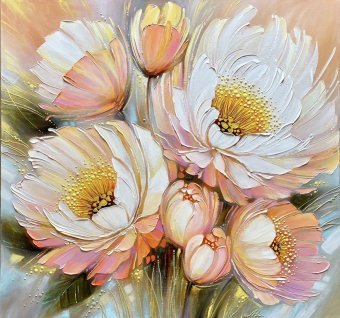Painting "Peonies" by painter Olena Shevchenko acrylic canvas at Jose Art Gallery