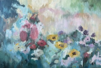 Painting "Flower Bloom" by painter Irina Anis oil cardboard at Jose Art Gallery