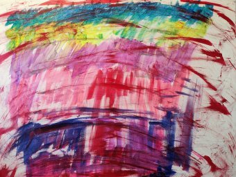 Painting "Life Is Messy" by painter Stephanie Cain acrylic canvas at Jose Art Gallery