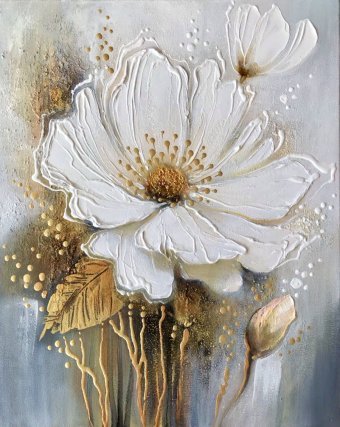 Painting "White flower" by painter Olena Shevchenko acrylic canvas at Jose Art Gallery