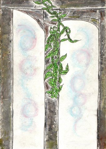 Painting "Column Covered by Climbing Plants" by painter JackMichel pastel paper at Jose Art Gallery