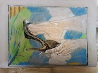 Drawing "A Touch of Seduction and Evening Elegance" by illustrator roberto ferrando pencil paper at Jose Art Gallery