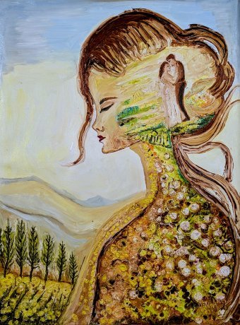 Pintura "Paisajes interiores de pertenencia", pintor ANAND MANCHIRAJU óleo lienzo en Jose Art Gallery