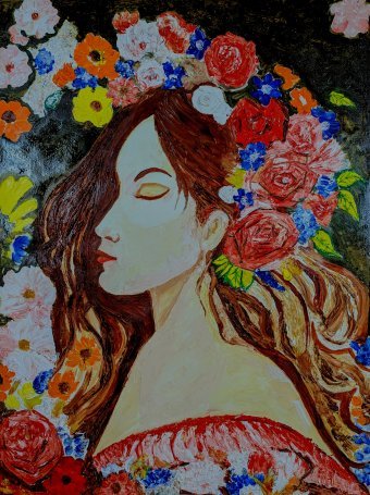 Pintura "Ensueño floral", pintor ANAND MANCHIRAJU óleo lienzo en Jose Art Gallery
