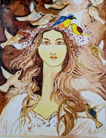 Pintura "Sinfonía de alas interiores", pintor ANAND MANCHIRAJU óleo lienzo en Jose Art Gallery