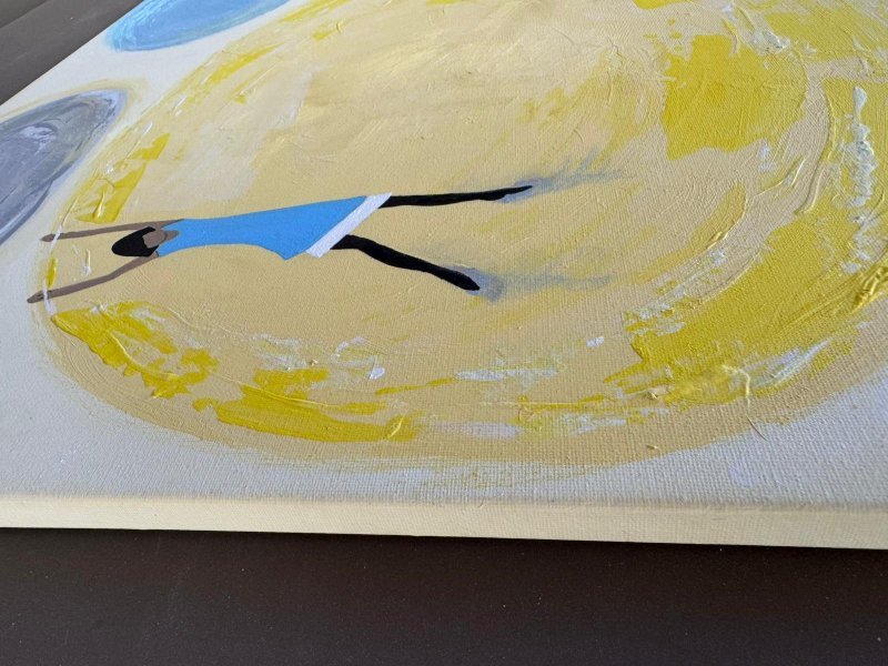 Additional view 3: Minimalism Interior Painting Golden Silence by painter Geula acrylic canvas 