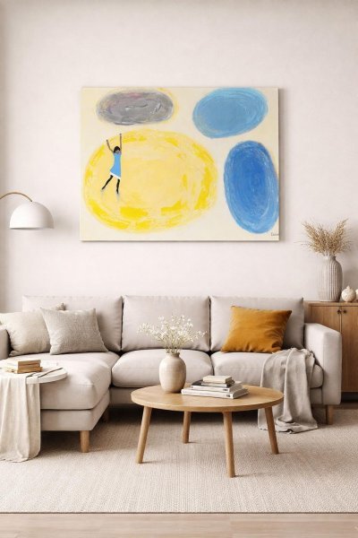 Additional view 4: Minimalism Interior Painting Golden Silence by painter Geula acrylic canvas 