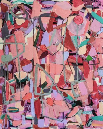 Painting "Liberation of the mind 43" by painter Geert Lemmers acrylic wood at Jose Art Gallery