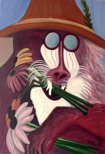 Mandril de Arte Pop con Flores