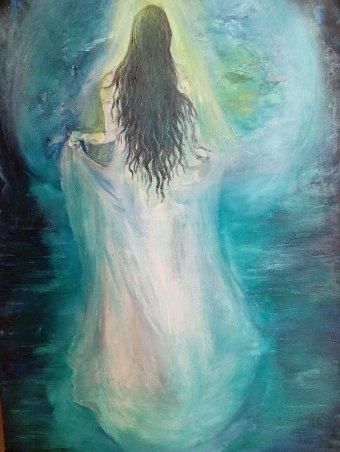 Painting "Into the Quiet Light" by painter Aurelia Givalanti oil canvas at Jose Art Gallery