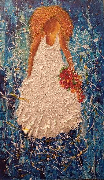 Painting "FloralEmbrace" by painter Christiane Guerry acrylic canvas at Jose Art Gallery