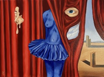 Pittura "Il palcoscenico nascosto del mio Io", pittore Inna Yarmolenko olio tela alla Jose Art Gallery