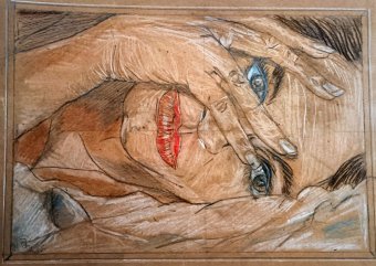 Drawing "Beyond the Mask: Hidden Secrets" by illustrator roberto ferrando pencil paper at Jose Art Gallery