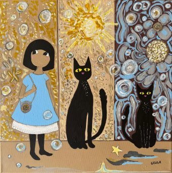 Painting "Siguiendo la luz" by painter Geula acrylic canvas at Jose Art Gallery