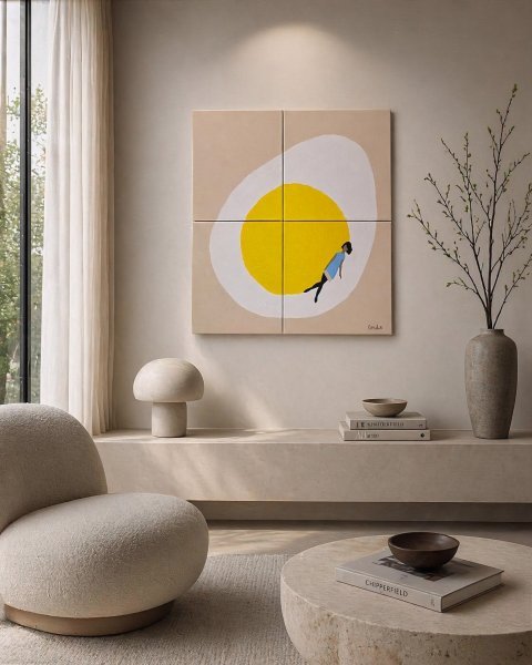 Additional view 1: Minimalism Interior Painting Following the Light II by painter Geula acrylic canvas 