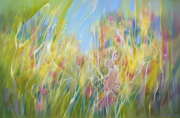 Auf der Wiese geboren - Hase auf der Wiese