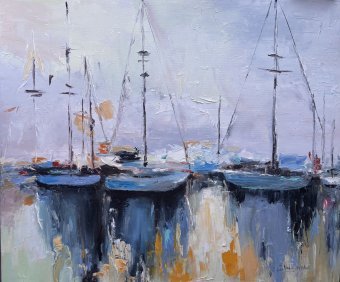 Photographie "Peinture Bateaux au coucher du soleil", photographe Sveta Makarenko à la Jose Art Gallery