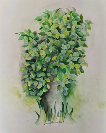 Painting "Soledad" by painter bernardino acrylic paper at Jose Art Gallery