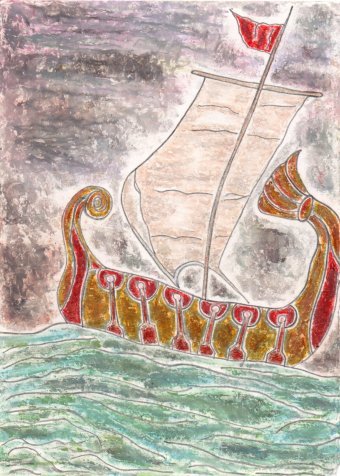 Painting "A Roman Galley" by painter JackMichel pastel paper at Jose Art Gallery