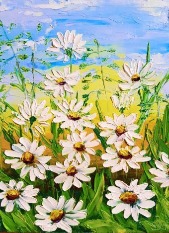 Painting "Petals of Hope and Light" by painter Svetlana Tatjanko oil canvas at Jose Art Gallery