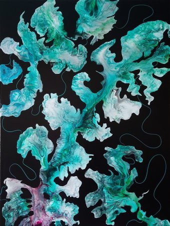 Painting "Reminiscence • Green" by painter ValerI KlepA acrylic fabric at Jose Art Gallery