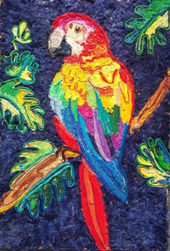 Sculpture "Colorful bird" by sculptor Julia Tsebriak Mixed method at Jose Art Gallery