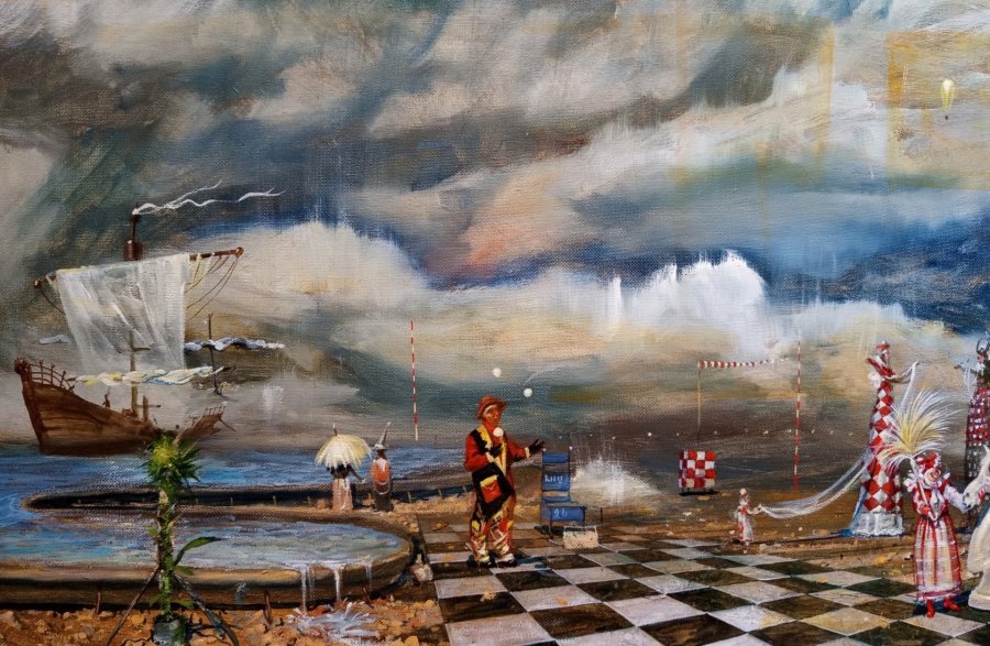 Additional view 1: Symbolism History Painting Passing through Babylon. by painter Serhiy Roy oil canvas 
