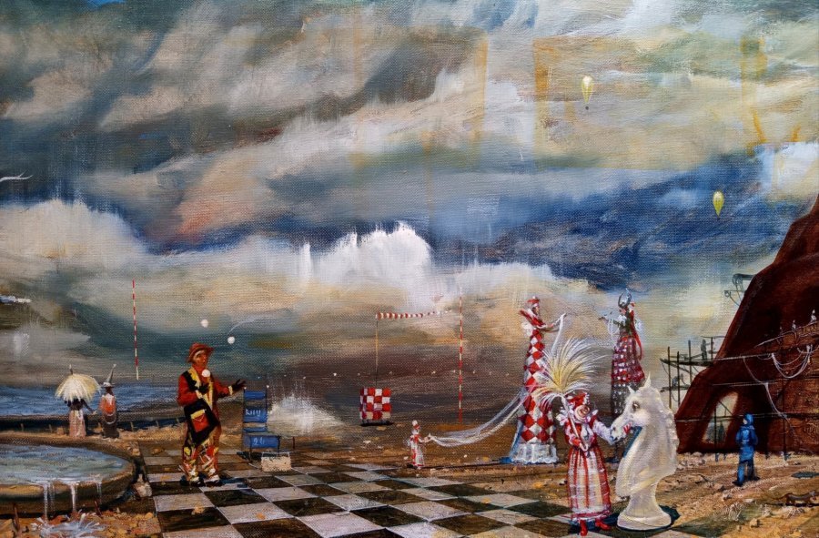 Additional view 2: Symbolism History Painting Passing through Babylon. by painter Serhiy Roy oil canvas 