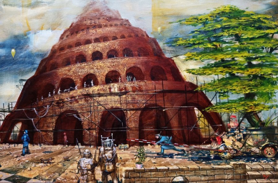 Additional view 3: Symbolism History Painting Passing through Babylon. by painter Serhiy Roy oil canvas 