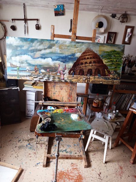 Additional view 4: Symbolism History Painting Passing through Babylon. by painter Serhiy Roy oil canvas 