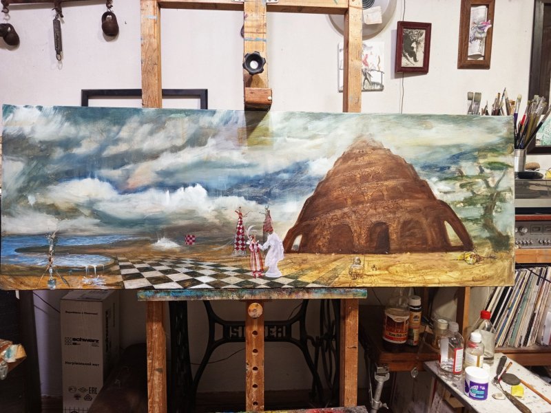 Additional view 7: Symbolism History Painting Passing through Babylon. by painter Serhiy Roy oil canvas 