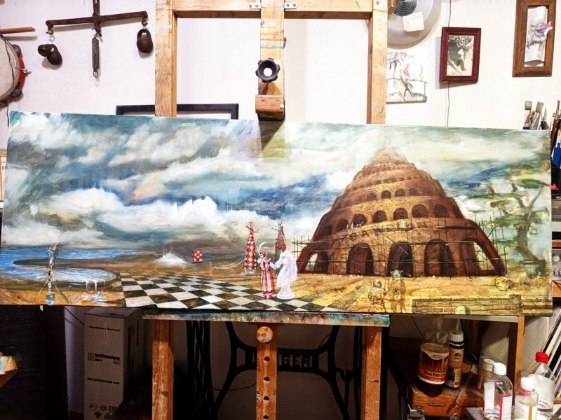 Additional view 8: Symbolism History Painting Passing through Babylon. by painter Serhiy Roy oil canvas 