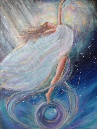 Painting "Through hardships to the stars" by painter Aurelia Givalanti oil canvas at Jose Art Gallery