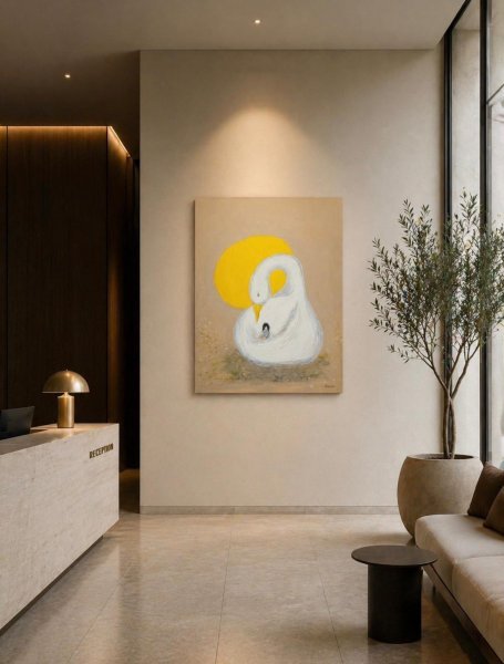 Additional view 5: Minimalism Interior Painting The Silence of the Goose by painter Geula acrylic canvas 