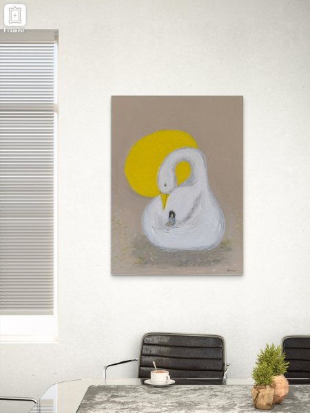 Additional view 6: Minimalism Interior Painting The Silence of the Goose by painter Geula acrylic canvas 