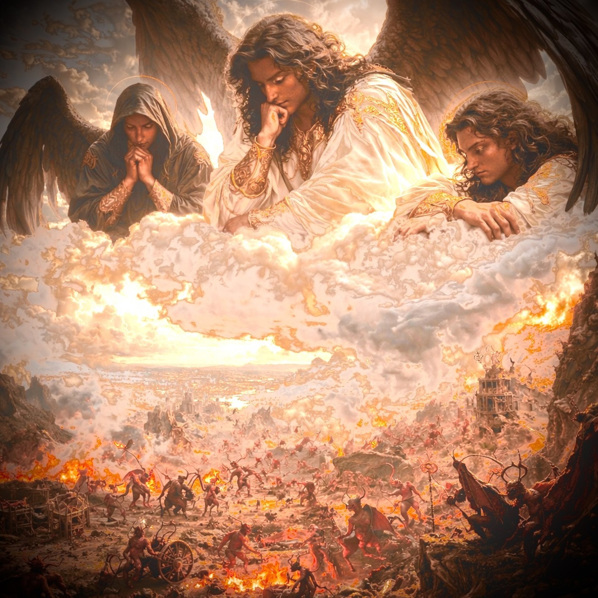 Angels Contemplating Earth's Calamities Drawing - Dayatra LaPhand