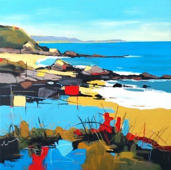 Painting "Marine Shards" by painter Axelle Biltgen acrylic canvas at Jose Art Gallery