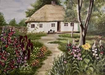 Painting "Wonderful Village Landscape 2026" by painter Yuliya Dubovik alkyd canvas at Jose Art Gallery