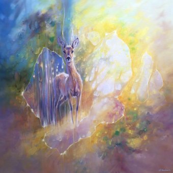 Painting "The Roebucks Realm" by painter Gill Bustamante oil canvas at Jose Art Gallery