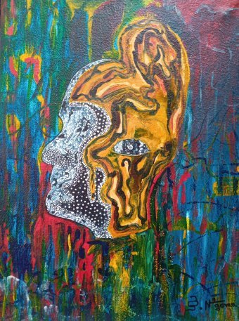 Malerei "Die Chroniken des Einzelauges", maler/-in Bethsaleel N'goran Acryl Leinwand in der Jose Art Gallery