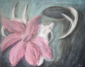 Painting "A bowl for absence" by painter An Viaznikova acrylic canvas at Jose Art Gallery