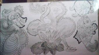 Drawing "Whispers of the Sea. Dreamlike Sketches" by illustrator Barindam Bose drawing ink paper at Jose Art Gallery