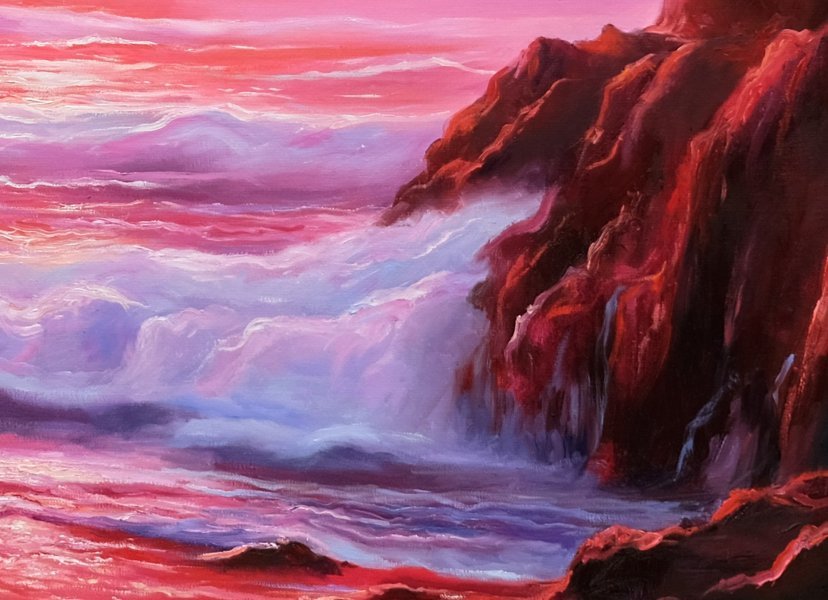 Red Seascape Fantasy Painting by Behshad Arjomandi