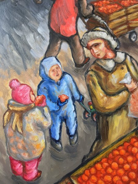 Additional view 1: Expressionism Cityscapes Painting Time of tangerines by painter Fedor Aseev oil cardboard 