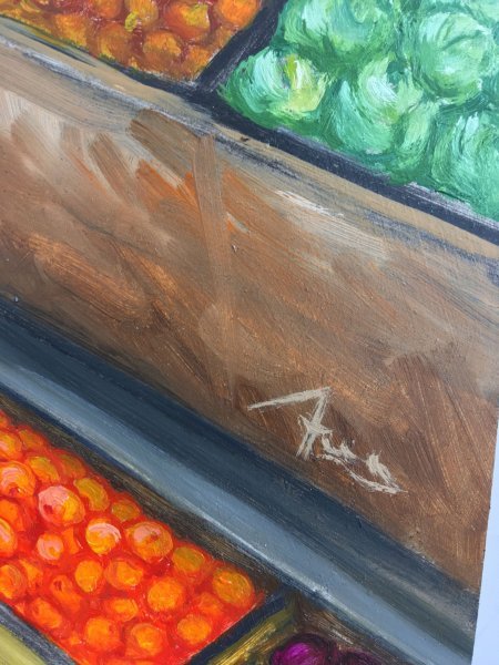 Additional view 6: Expressionism Cityscapes Painting Time of tangerines by painter Fedor Aseev oil cardboard 